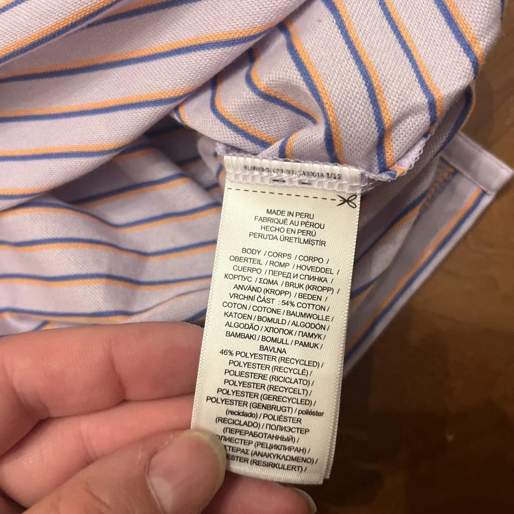 Ralph Lauren RLX Golf Performance Polo Shirt XXL Purple With Stripes